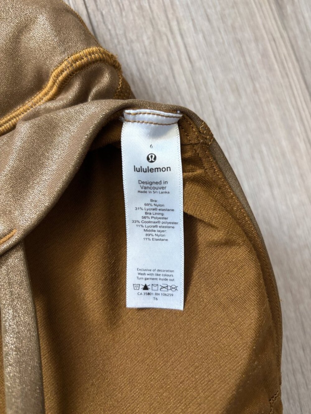 Lululemon Energy Bra Long Line Shine Matte Copper Foil Size 6 Athleisure Luxe - Picture 10 of 13
